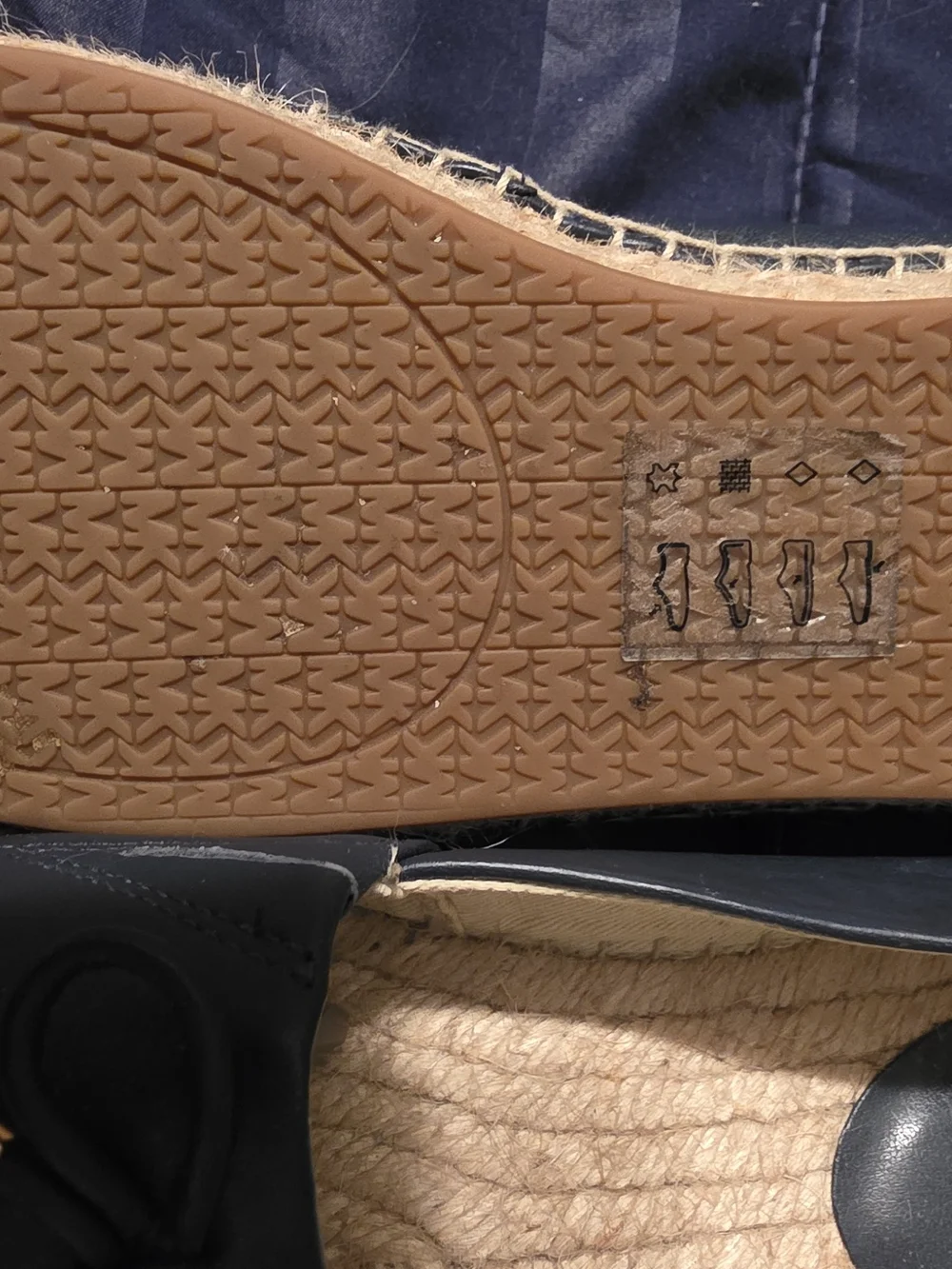 Michael Kors Navy Leather Bow Espadrille Loafers with Gold Hardware